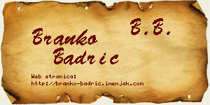 Branko Badrić vizit kartica